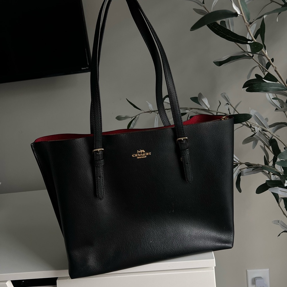 COACH Mollie Tote 
Black/true red 
Authentic.